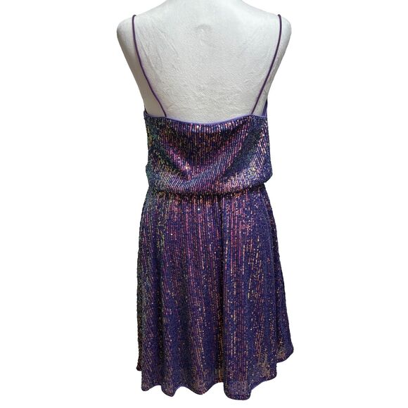 Shein Sequin Cowl Neck Spaghetti Strap Dress Womens S Lavender Glam Retro NWOT - Picture 3 of 9